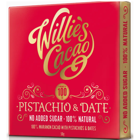 Willie's Cacao Pistachio and Date Chocolate Bar 50g