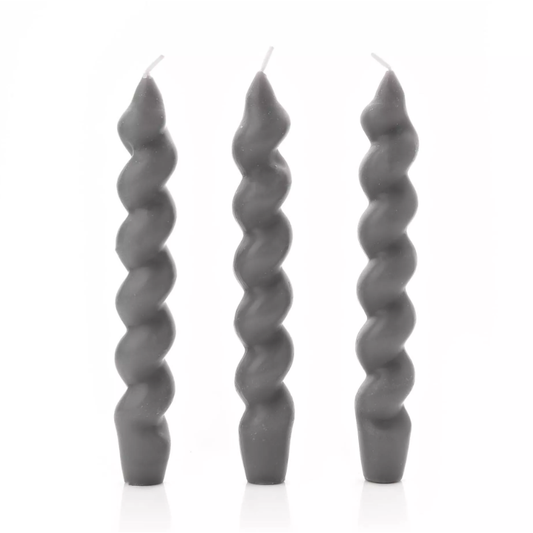 Hestia Twisted Tapered Candles - Charcoal Pack of 3