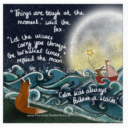 Fox Under The Moon Card - C2208 Waves