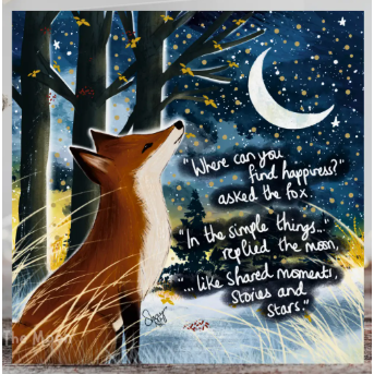 Fox Under The Moon Card - C2510 Happiness
