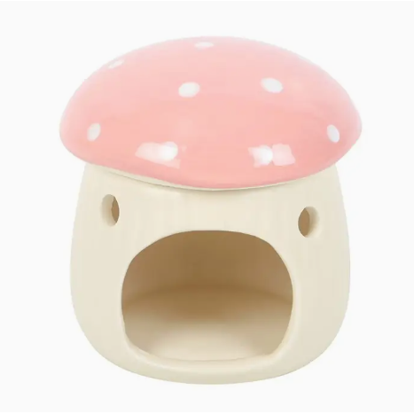 Ceramic Pink Mushroom Shaped Oil Burner and Wax Warmer