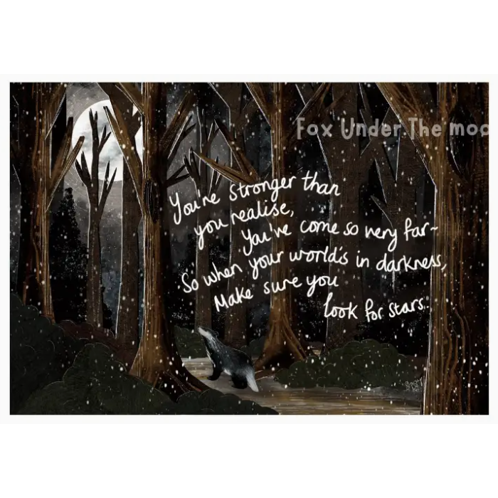 Fox Under The Moon Print - PF04 Look For The Stars