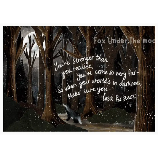 Fox Under The Moon Print - PF04 Look For The Stars