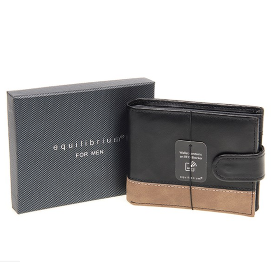 Equilibrium Men's RFID Wallet Black/Tan