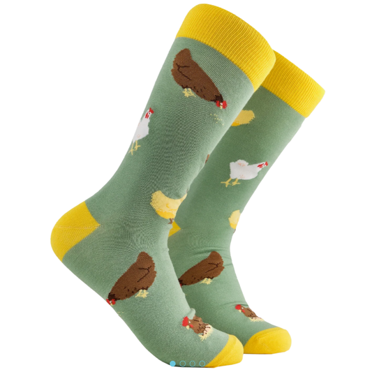 Socktopus Mens Chicken Socks - Clucking Good Life 2 - Sage #