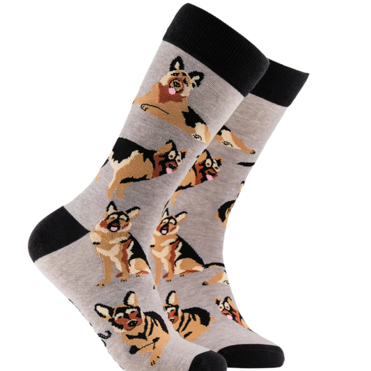 Socktopus Mens Dog Socks - German Shepherd - Grey #