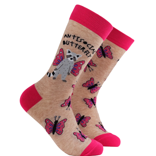 Socktopus Ladies Anti-Social Butterfly Socks - Oatmeal #