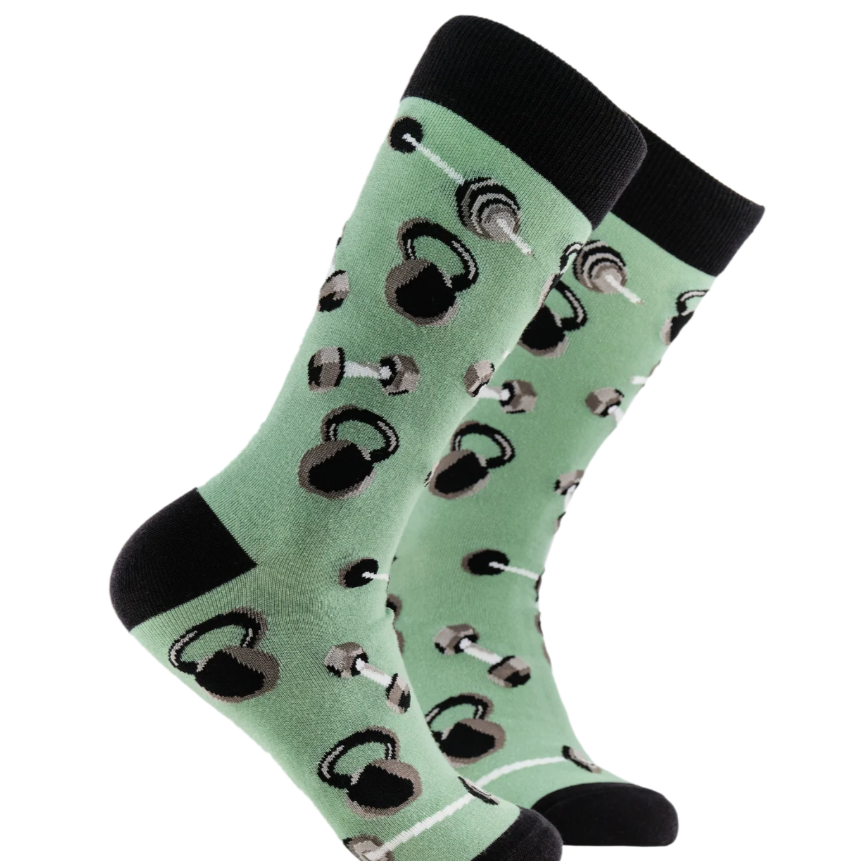 Socktopus Mens Gym Socks - Feel The Burn - Green #