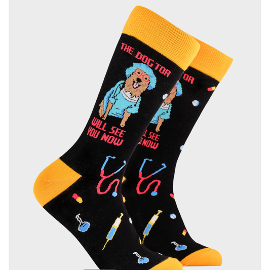 Socktopus Mens Dog Socks - The Dogtor - Black #