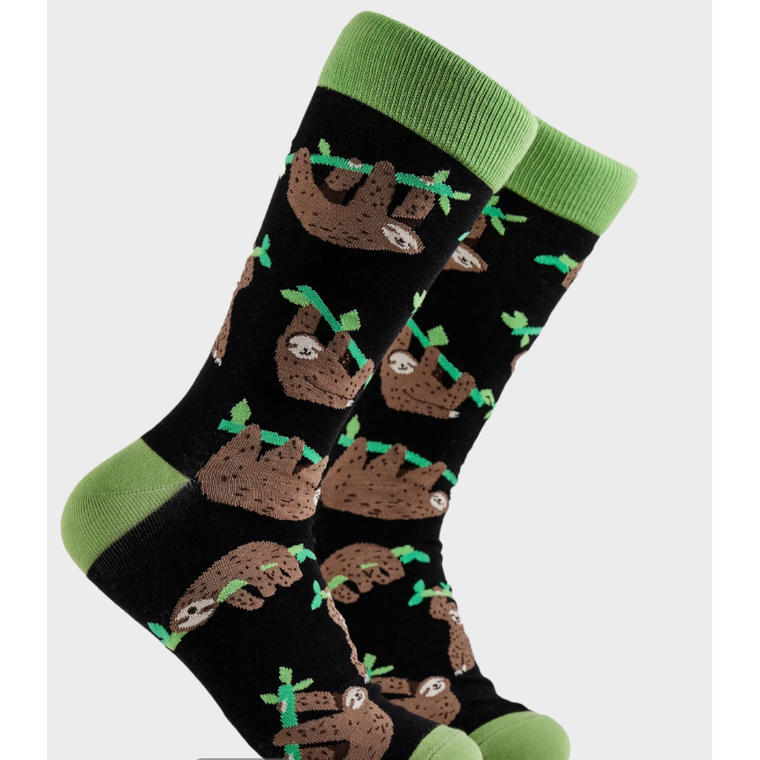 Socktopus Mens Sloth Socks - Lazy Vibes - Black #