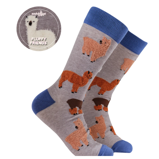 Socktopus Mens Fluffy Alpaca Socks - Spit Happens - Grey #