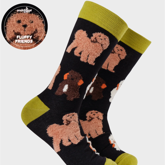 Socktopus Mens Fluffy Cockapoo Dog Socks - Black #