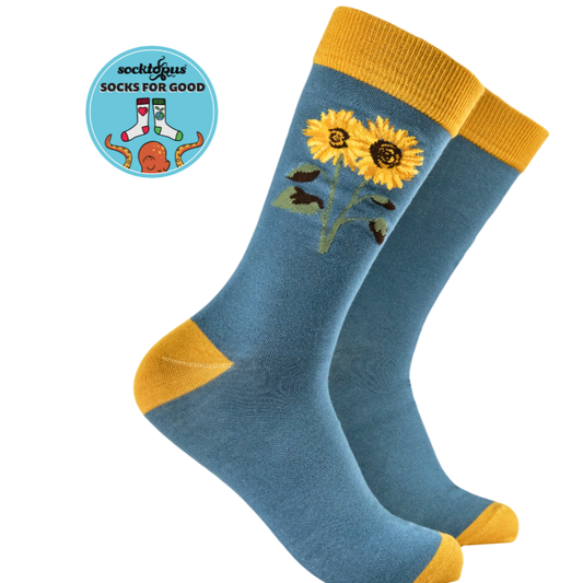 Socktopus Ladies Bamboo - Sunflowers - Teal