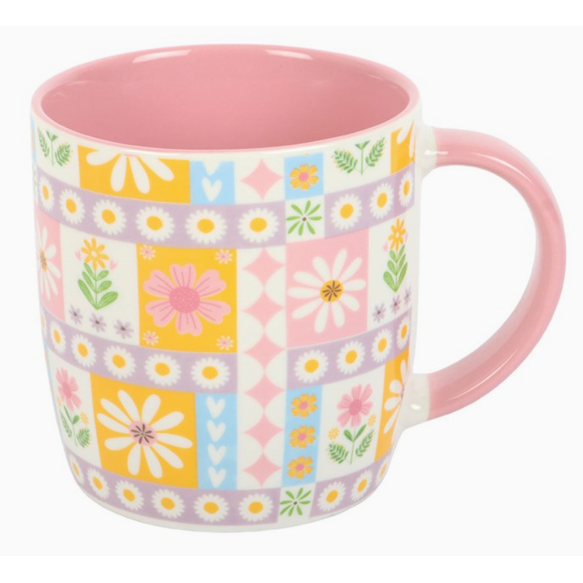 Floral Patchwork Print Ceramic Mug