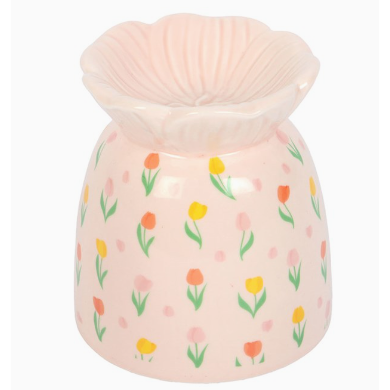 Spring Tulip Print Ceramic Oil Burner and Wax Burner