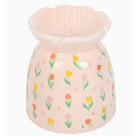 Spring Tulip Print Ceramic Oil Burner and Wax Burner