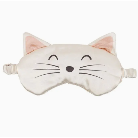 White Cat satin Sleep Mask