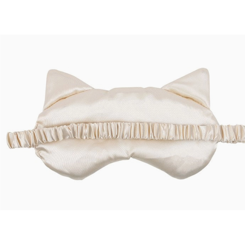 White Cat satin Sleep Mask
