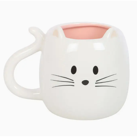 White Cat Shaped Ceramic Mug