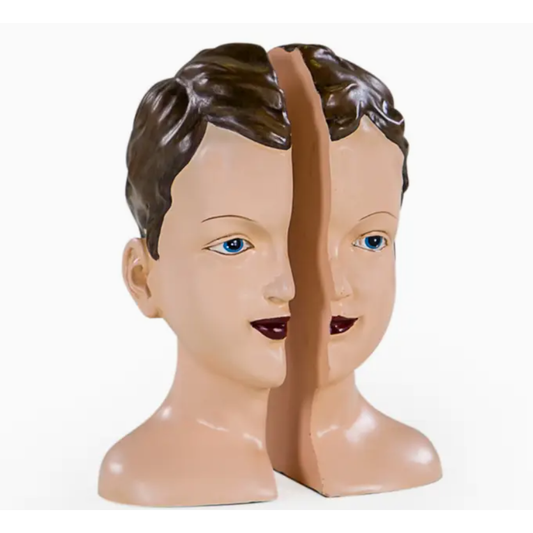 Antiquated Split Deco Head Book Ends