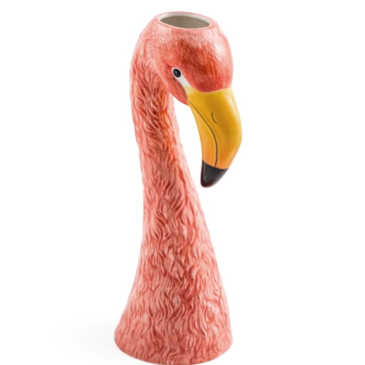 Large Pink Flamingo Head Ceramic Stem Vase