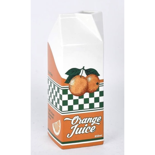 Orange Juice Carton Ceramic Stem Vase