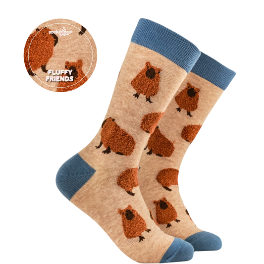 Socktopus Ladies Fluffy Capybara Socks - Beige