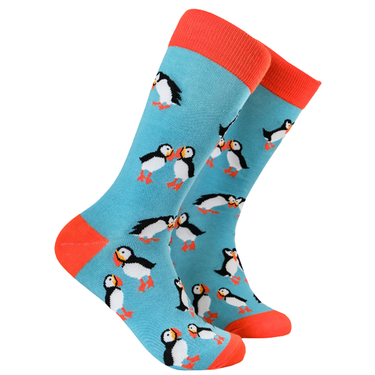 Socktopus Ladies Puffin Socks - Mate For Life - Aqua