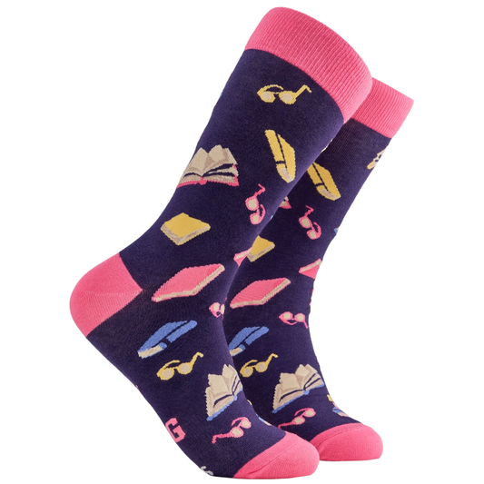Socktopus Ladies Reading Socks - Shelf Control - Navy