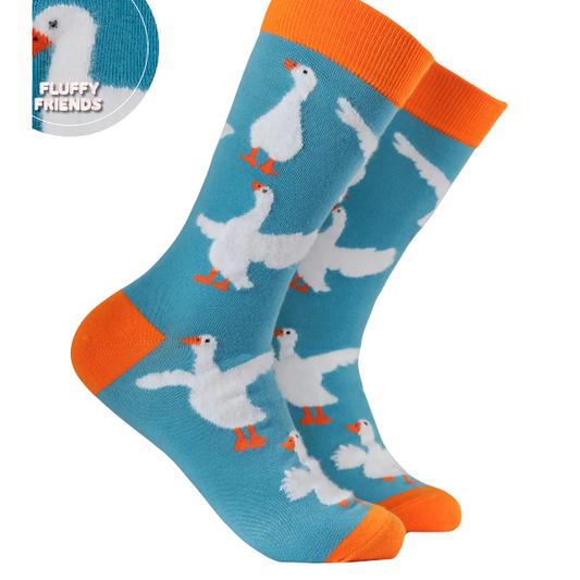 Socktopus Ladies Fluffy Silly Goose Socks - Duckegg