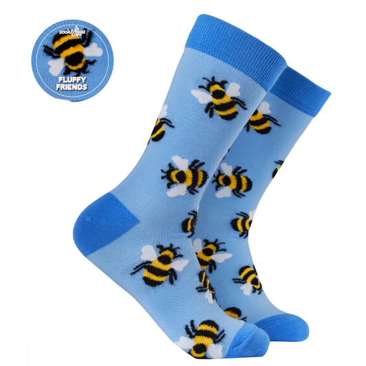 Socktopus Ladies Fluffy Bees Socks - Blue