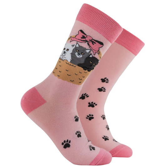 Socktopus Ladies Kitten Scoks - Litter Basket - Pink