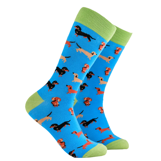 Socktopus Mens - Sausage Dog Socks - Dasching Around - Blue