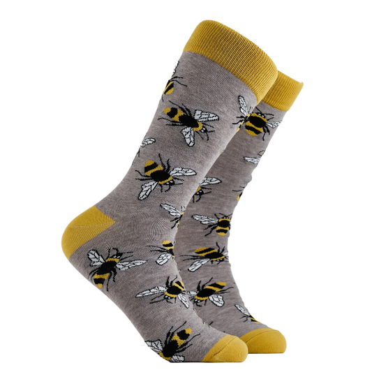 Socktopus Ladies - Bee Socks - Bumbling Around - Grey