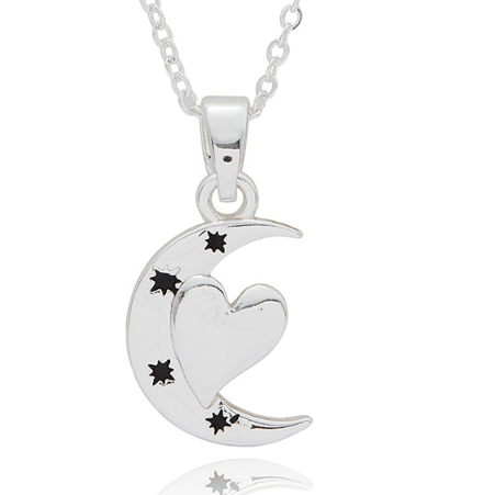 Fox Under The Moon - Moon And Back Silver Plated Necklace