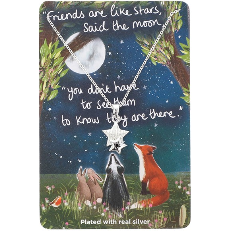 Fox Under The Moon - Friends And Stars Silver Plated Necklace