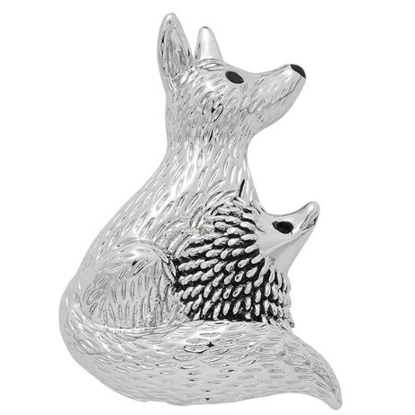 Fox Under The Moon - Friends And World Silver Plated Pin Badge