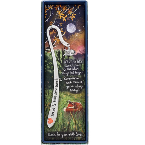 Fox Under The Moon - Take Some Time Silver Plated Bookmark