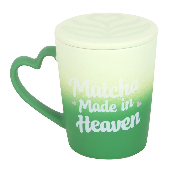 Matcha Made In Heaven Ceramic Mug With Coaster Lid