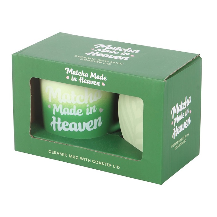 Matcha Made In Heaven Ceramic Mug With Coaster Lid
