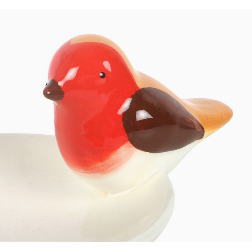 Robin Bird Bath Ceramic Trinket Dish