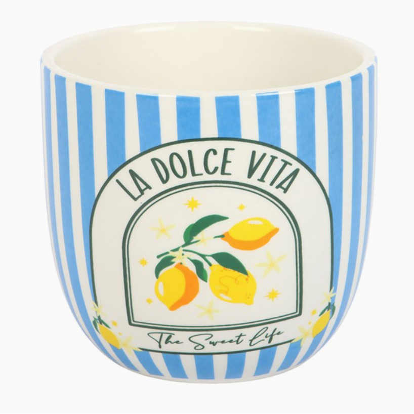 La Dolce Vita Blue Striped Plant Pot