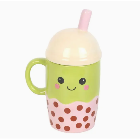 Kawaii Bubble Tea Lidded Mug