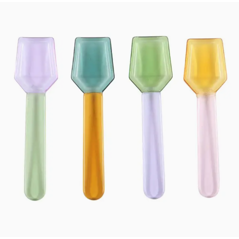 Pastel Glass Dessert Spoons - Set of 4