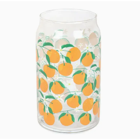 Orange Print Can Glass