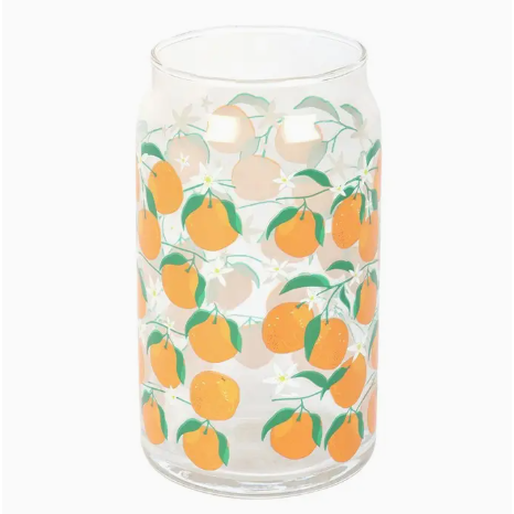 Orange Print Can Glass