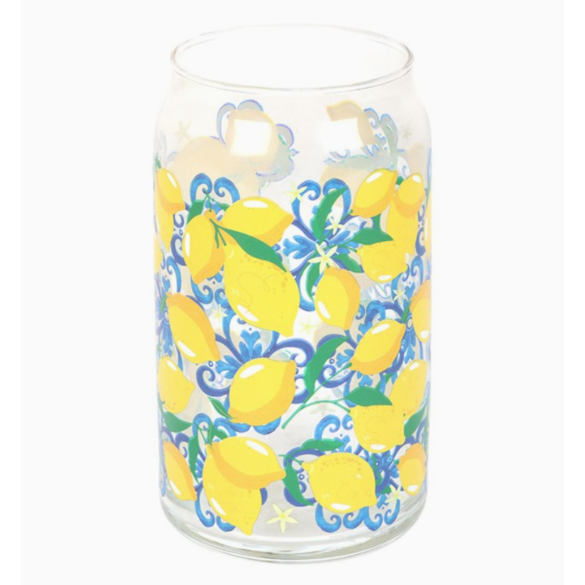 Lemon Print Can Glass