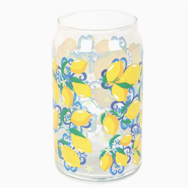 Lemon Print Can Glass