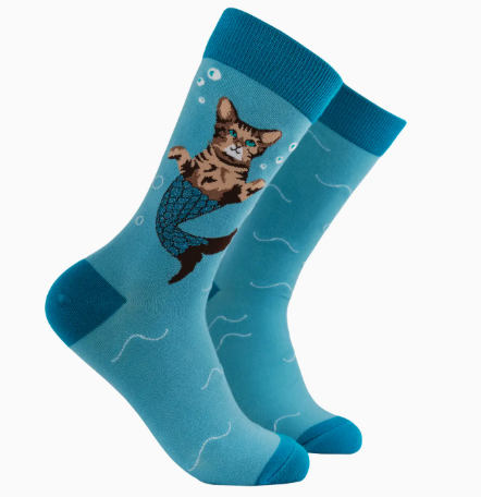 Socktopus Ladies - Cat Mermaid Socks - Purr-Maid - Aqua