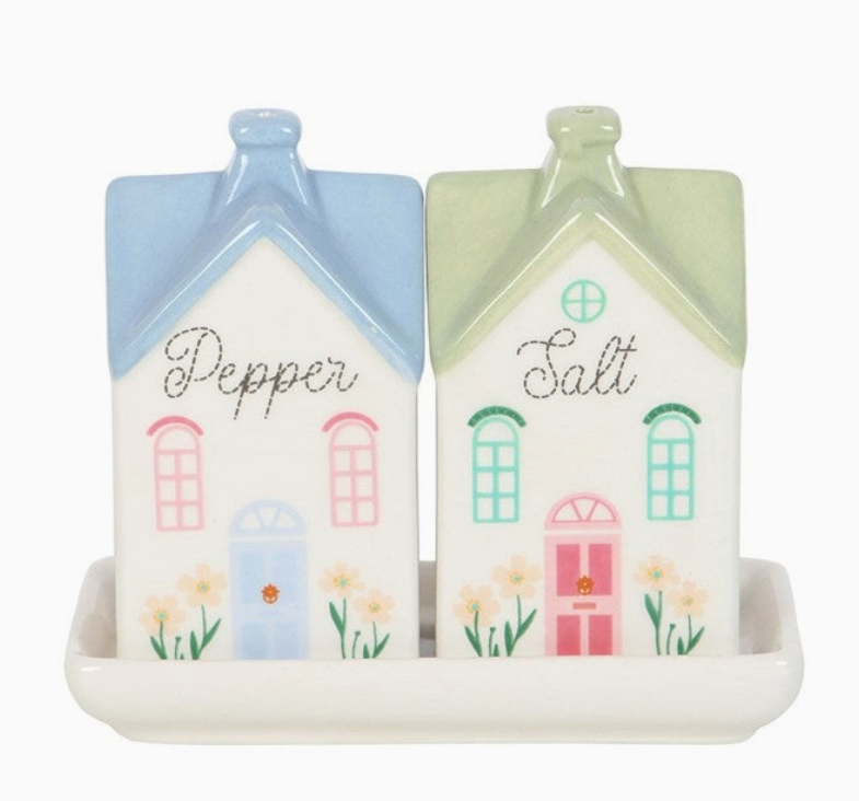 Pastel House Ceramic Salt and Pepper Shakers